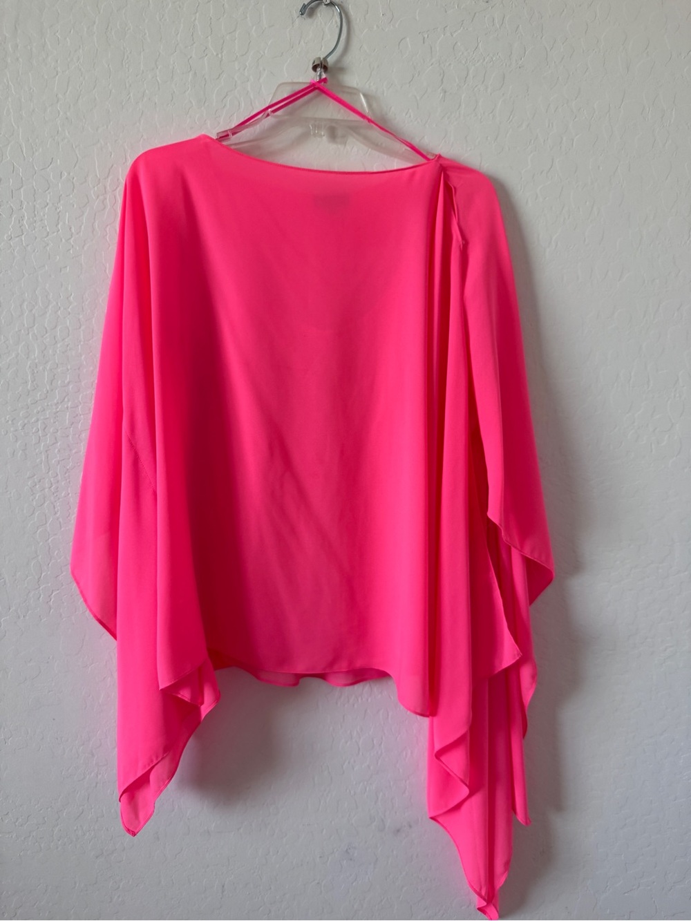 Vince Camuto Neon Pink Chiffon Dolman Tunic